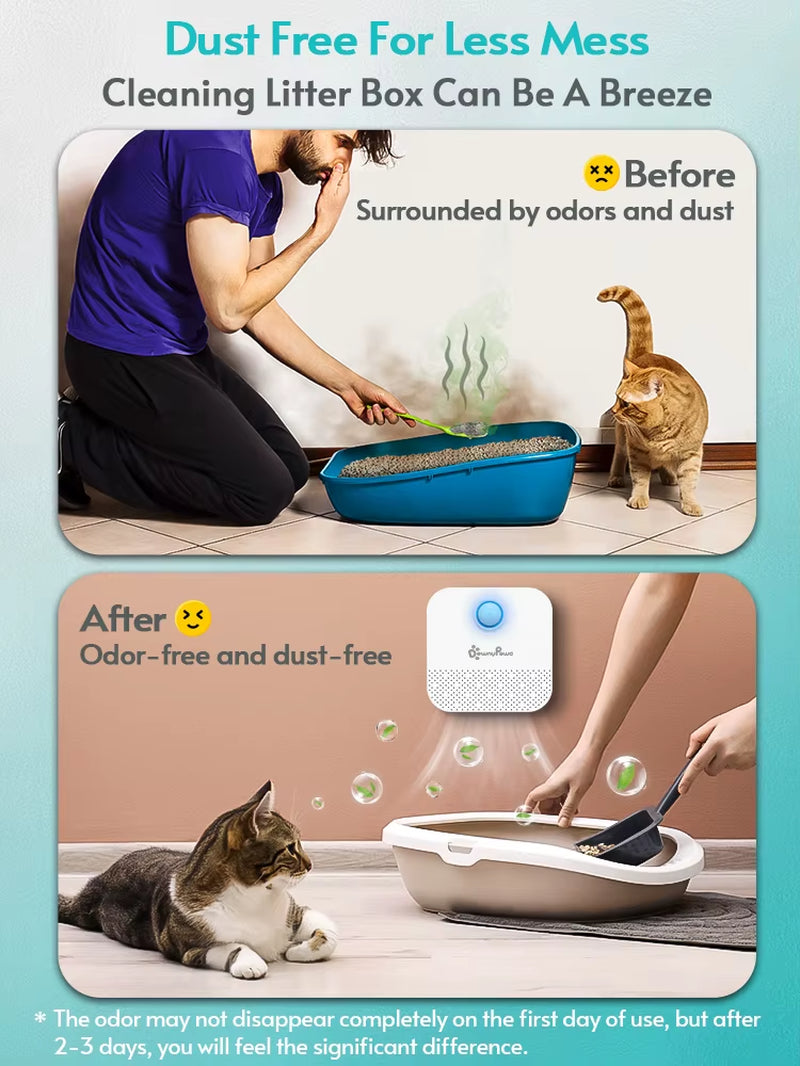 4000Mah Smart Cat Odor Purifier for Cats Litter Box Deodorizer Dog Toilet Rechargeable Air Cleaner Pets Deodorization