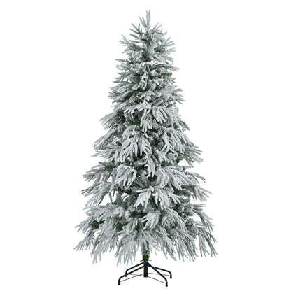 6ft Pre-Lit Christmas Tree 300 LED Lights - Snow Spruce - Deribla Store