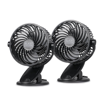 BLACK+DECKER 4" Convertible Cooling Fan Clip Fan and Standing Fan for Home or Office Portable Fan for Tabletop with 3 Speed Settings and Adjustable Tilt Angle Desk Fan 2-Pack Black