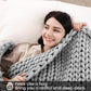 Chunky Knitted Weighted Blanket (Light Grey, 48''X72'', 12 Lbs), Cool Weighted Blanket Twin Size for Couch Bed, Handmade Breathable Evenly Weighted Throw for Sleep, Perfect for Home Decor