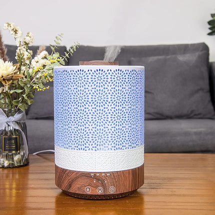 2500 ML XL Essential Oil Diffuser for Large Room Aroma Humidifier Home Decor Bed Baby Room Big Huge 2.5 L Capacity Long Run Color Lights Decorative Design High Mist Dark Wood Grain F004