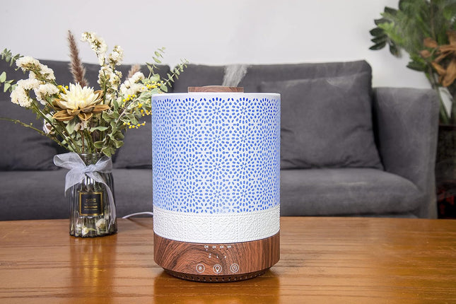 2500 ML XL Essential Oil Diffuser for Large Room Aroma Humidifier Home Decor Bed Baby Room Big Huge 2.5 L Capacity Long Run Color Lights Decorative Design High Mist Dark Wood Grain F004