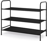 3 Tier Free Standing Shoe Rack, Metal Shoe Storage Shelf for 9-12 Pairs, Easy to Assemble, Entryway, Bedroom, Black