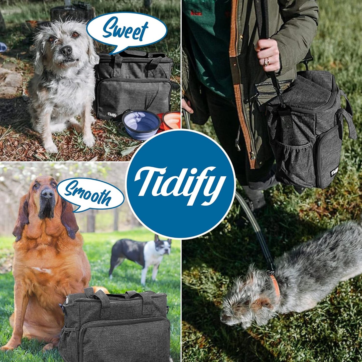 Dog Travel Bag Airline Approved Pet Travel Set for Dog and Cat Tote Organizer with Multi Function Pockets, 2 Food Containers and Collapsible Bowls, Weekend Away Dog Bag for Travel Accessories