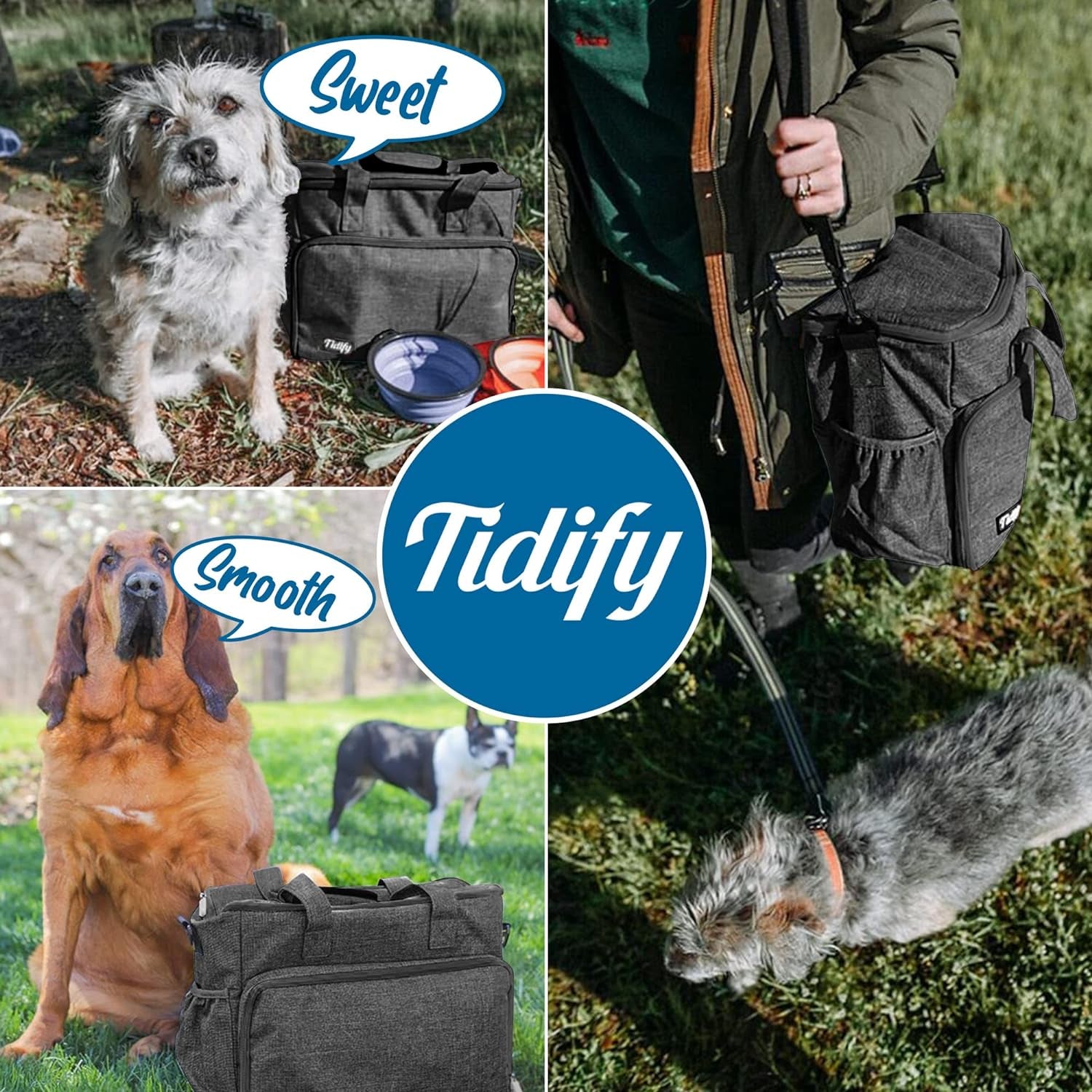 Dog Travel Bag Airline Approved Pet Travel Set for Dog and Cat Tote Organizer with Multi Function Pockets, 2 Food Containers and Collapsible Bowls, Weekend Away Dog Bag for Travel Accessories