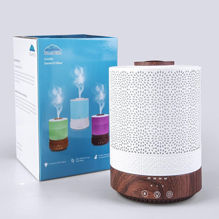 2500 ML XL Essential Oil Diffuser for Large Room Aroma Humidifier Home Decor Bed Baby Room Big Huge 2.5 L Capacity Long Run Color Lights Decorative Design High Mist Dark Wood Grain F004