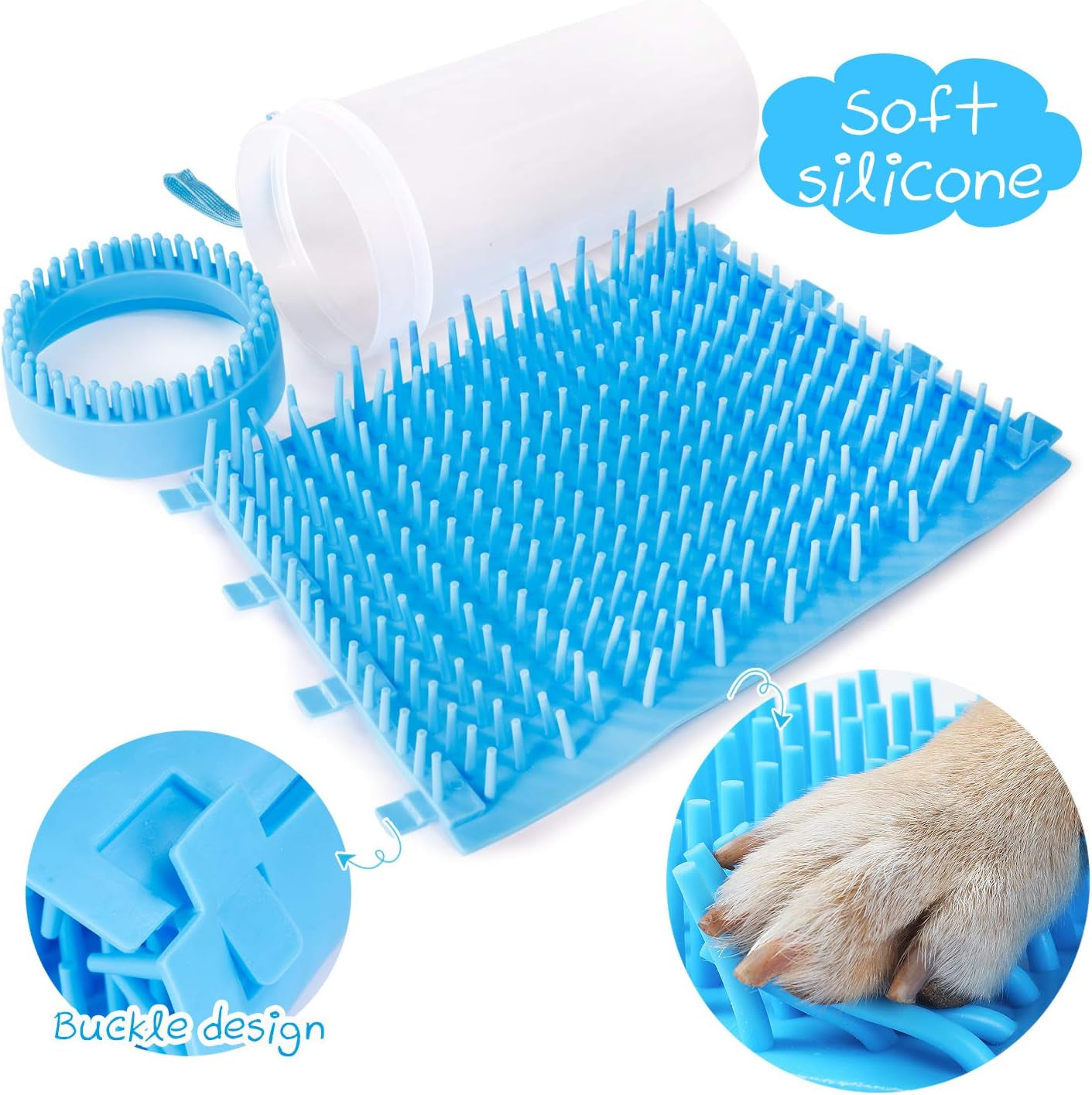 Portable Dog Paw Cleaner Upgrade Dog Paw Washer Cup Paw Cleaner for Cats and Small/Medium Dogs (Medium,Blue)