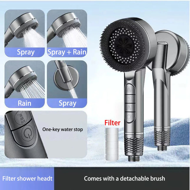 High Pressure Showerhead - 4-Mode Massage with Filter Deribla Store