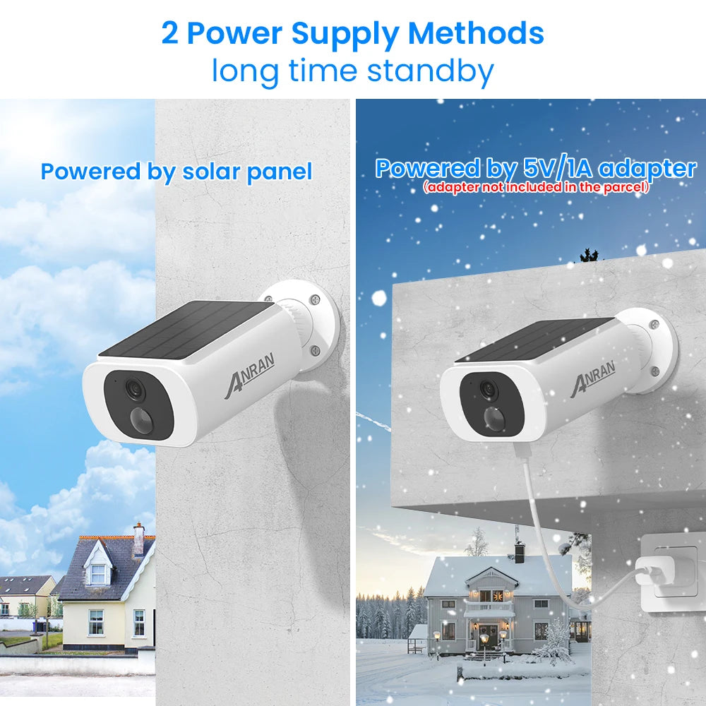 Solar Camera ANRAN 5MP Outdoor - WiFi Battery Color Night Vision