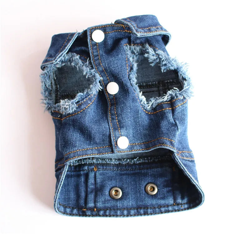 Summer Denim Dog Jacket - Stylish Cowboy Shirt for Small Dogs & Cats - Deribla Store