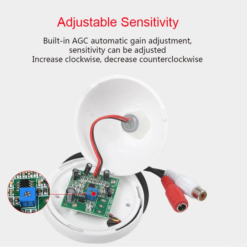 CCTV Microphone Audio Monitoring - Built-in Preamp Wired