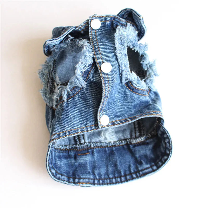 Summer Denim Dog Jacket - Stylish Cowboy Shirt for Small Dogs & Cats - Deribla Store