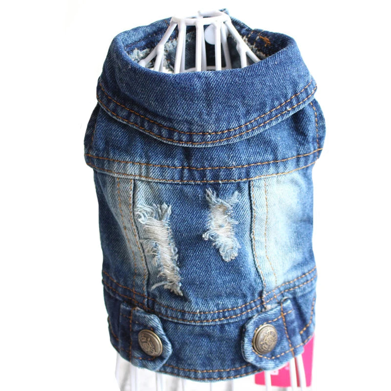 Summer Denim Dog Jacket - Stylish Cowboy Shirt for Small Dogs & Cats - Deribla Store