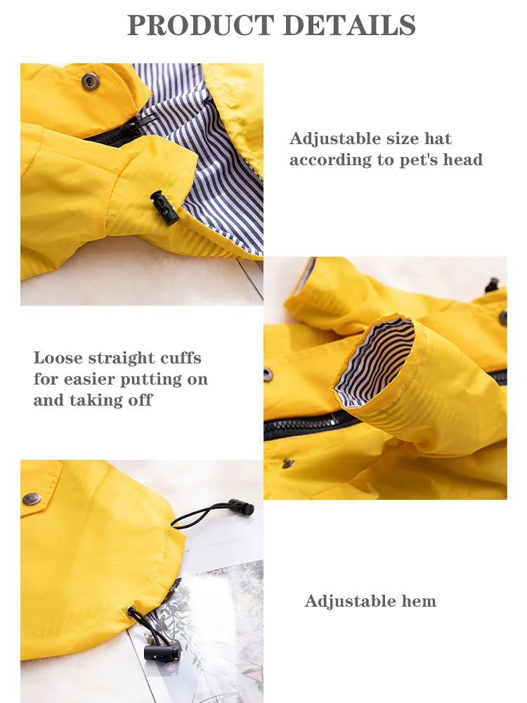 Yellow Dog Raincoat - Windproof & Waterproof Hoodie Jacket for Small to Large Dogs - Deribla Store