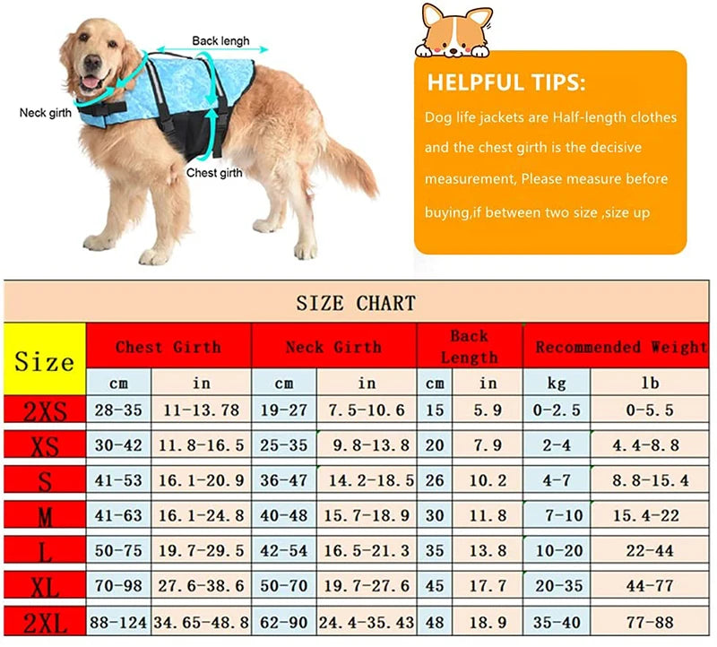 Dog Life Jacket - Safety Swimming Vest for Pets XXS-XXL - Deribla Store
