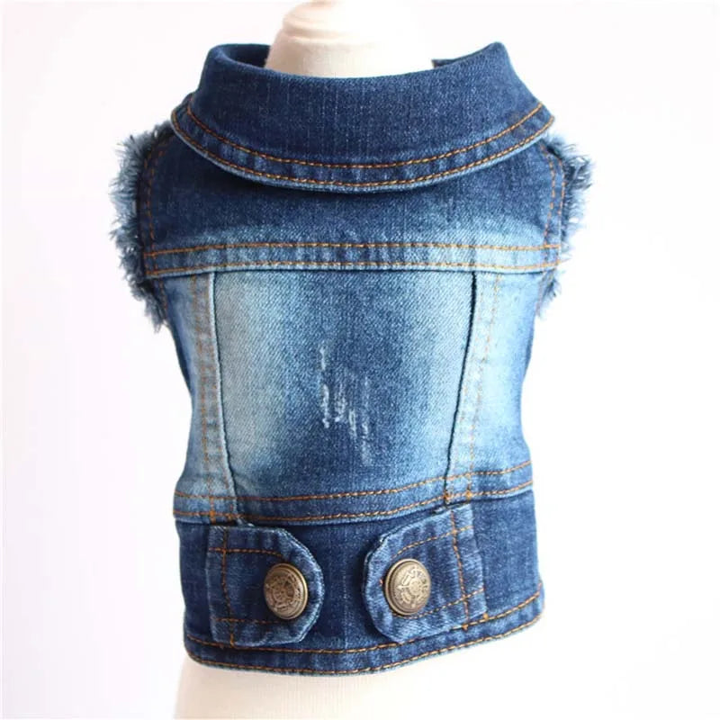 Summer Denim Dog Jacket - Stylish Cowboy Shirt for Small Dogs & Cats - Deribla Store