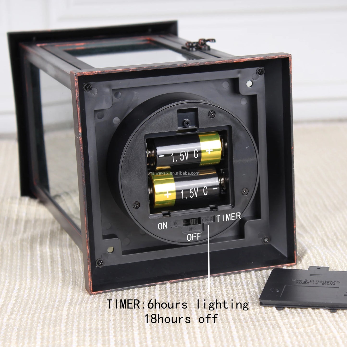 16" Battery Operated LED Lantern - Flameless Candle with Timer, Indoor/Outdoor Decorative Bronze - Deribla Store