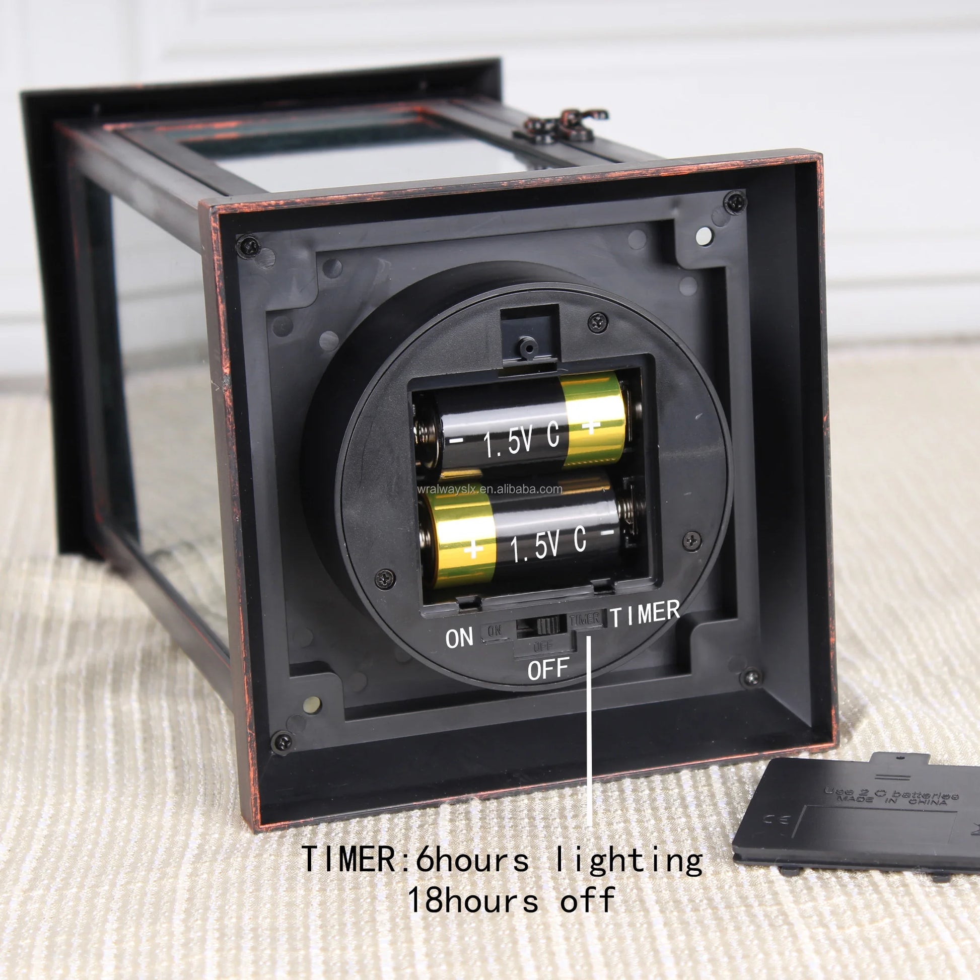 16" Battery Operated LED Lantern - Flameless Candle with Timer, Indoor/Outdoor Decorative Bronze - Deribla Store