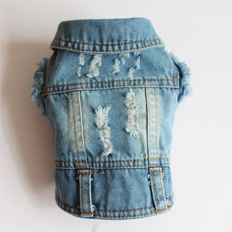 Summer Denim Dog Jacket - Stylish Cowboy Shirt for Small Dogs & Cats - Deribla Store