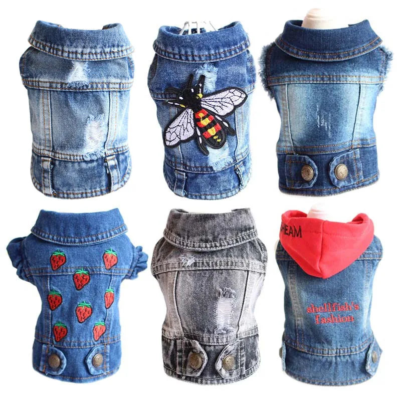 Summer Denim Dog Jacket - Stylish Cowboy Shirt for Small Dogs & Cats - Deribla Store