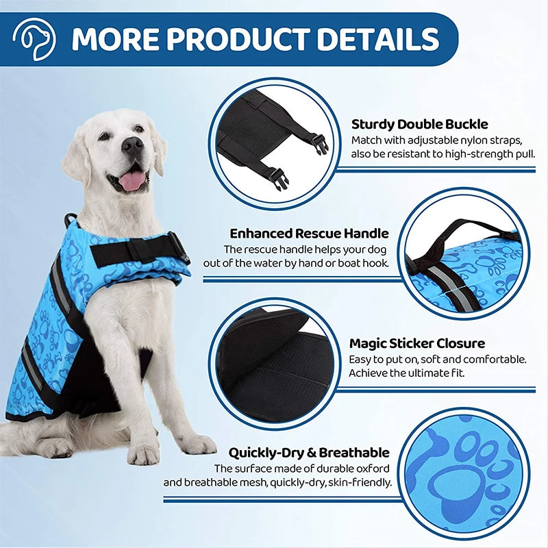 Dog Life Jacket - Safety Swimming Vest for Pets XXS-XXL - Deribla Store