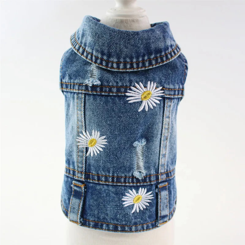 Summer Denim Dog Jacket - Stylish Cowboy Shirt for Small Dogs & Cats - Deribla Store