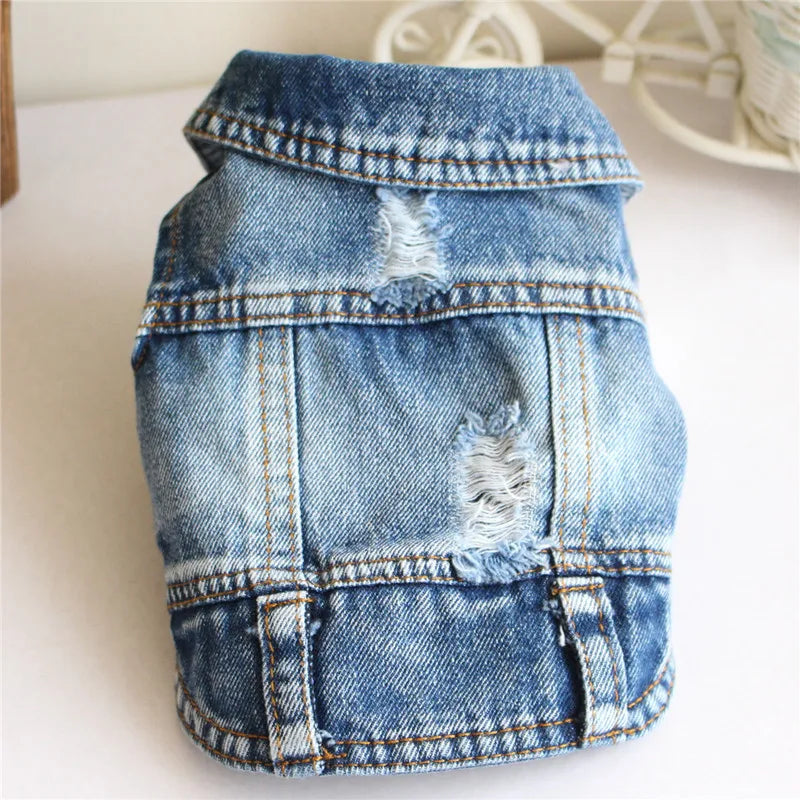 Summer Denim Dog Jacket - Stylish Cowboy Shirt for Small Dogs & Cats - Deribla Store