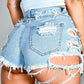Hot sale summer woman sexy Ripped denim shorts high waist