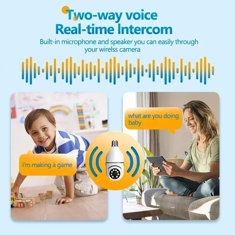 Bulb Camera 8MP WiFi E27 - PTZ 10X Zoom Human Tracking