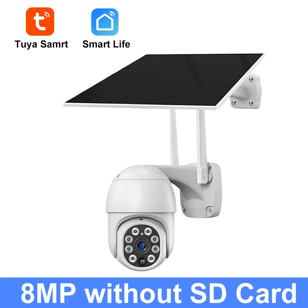 WiFi Camera Solar 8MP 4K - Tuya PIR Human Detection