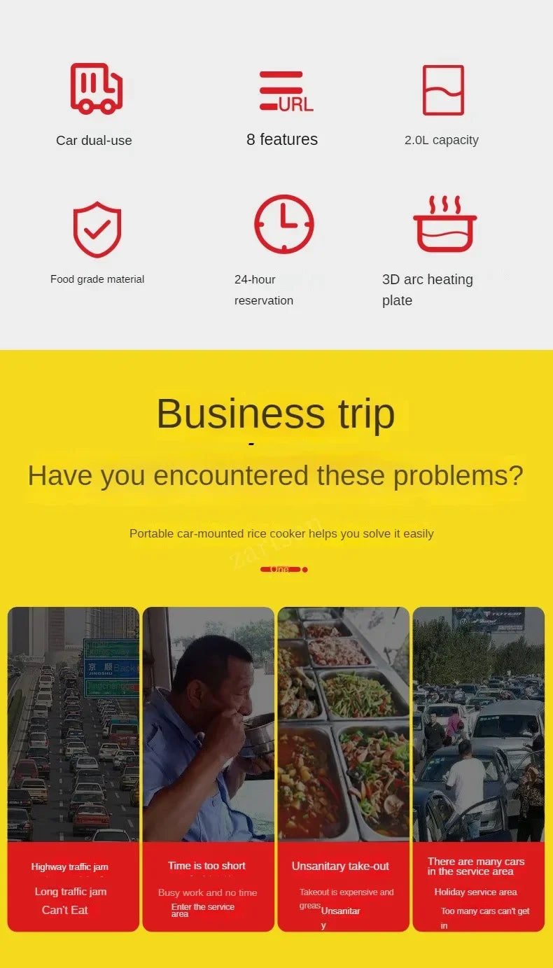 2L Portable Car Rice Cooker - 12V/24V Electric Mini Multicooker for Truck & Car Travel - Deribla Store