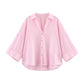 HipSeam Wide Sleeved Shirt Women Spring Asymmetric Hem