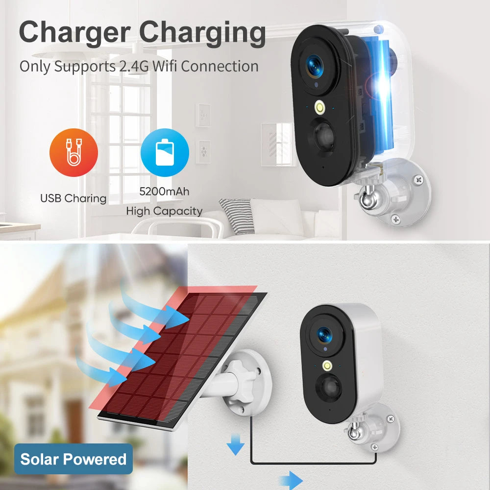 Battery Camera 2K WiFi Wireless - PIR Night Vision Spotlight