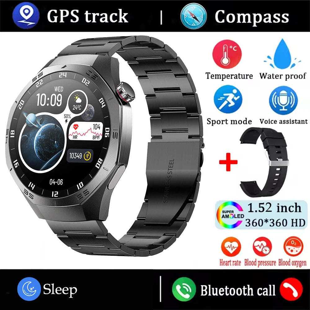 2025 New NFC Smart Watch Men HD AMOLED Screen GPS