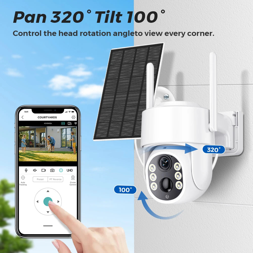 Solar Camera 4MP WiFi PTZ Outdoor