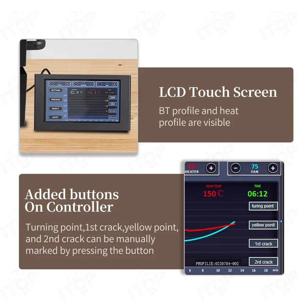 Coffee Roaster Electric 500g IT-CBR-2 - 4 Modes ITOP Artisan - Deribla Store