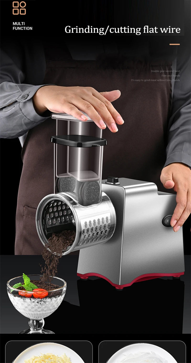 Electric Vegetable Cutter - 200W Multifunctional Slicer, Shredder & Grater with 3 or 5 Blades - Deribla Store