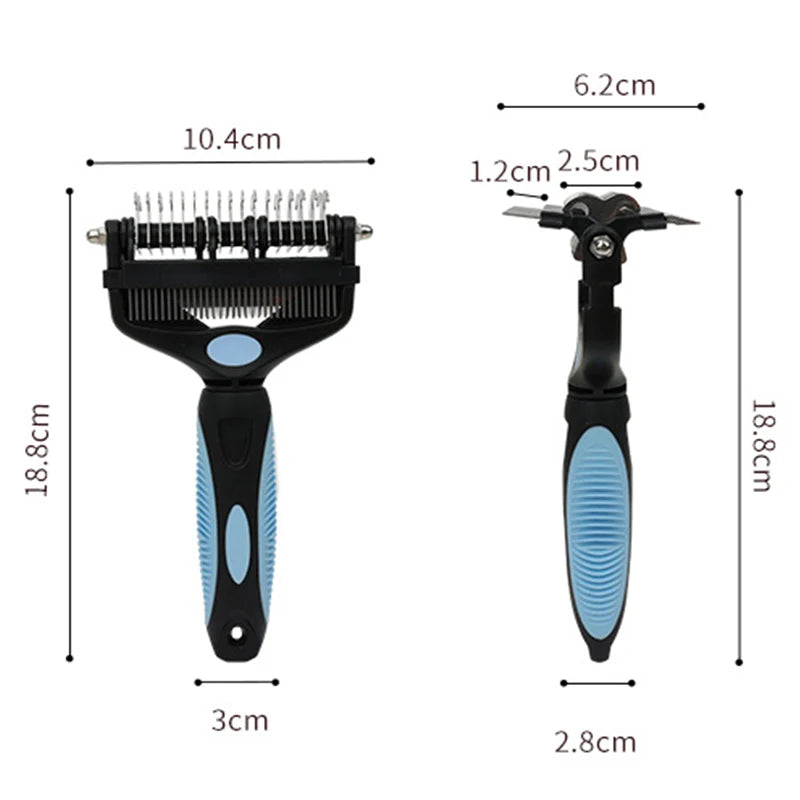 3-in-1 Pet Deshedding Brush - Dog & Cat Hair Remover with Knot Cutter - Deribla Store