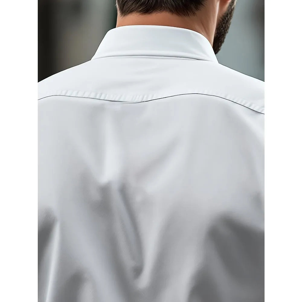 FGKKS Men Casual White Shirt Brand Fashion Solid Color Long