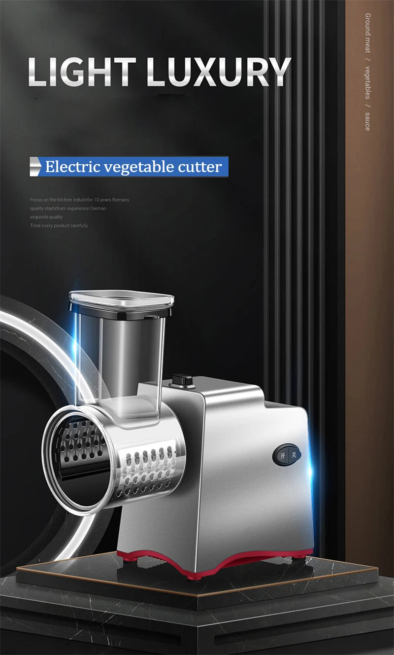 Electric Vegetable Cutter - 200W Multifunctional Slicer, Shredder & Grater with 3 or 5 Blades - Deribla Store