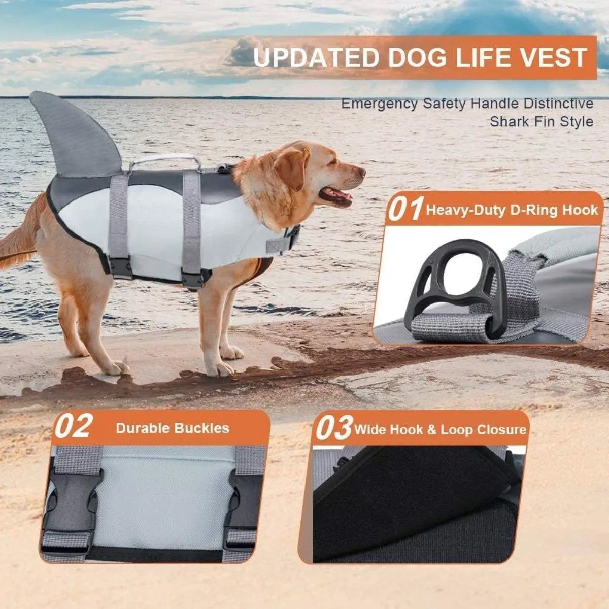 Dog Life Jacket - Adjustable High Buoyancy Swim Vest with Rescue Handle - Deribla Store