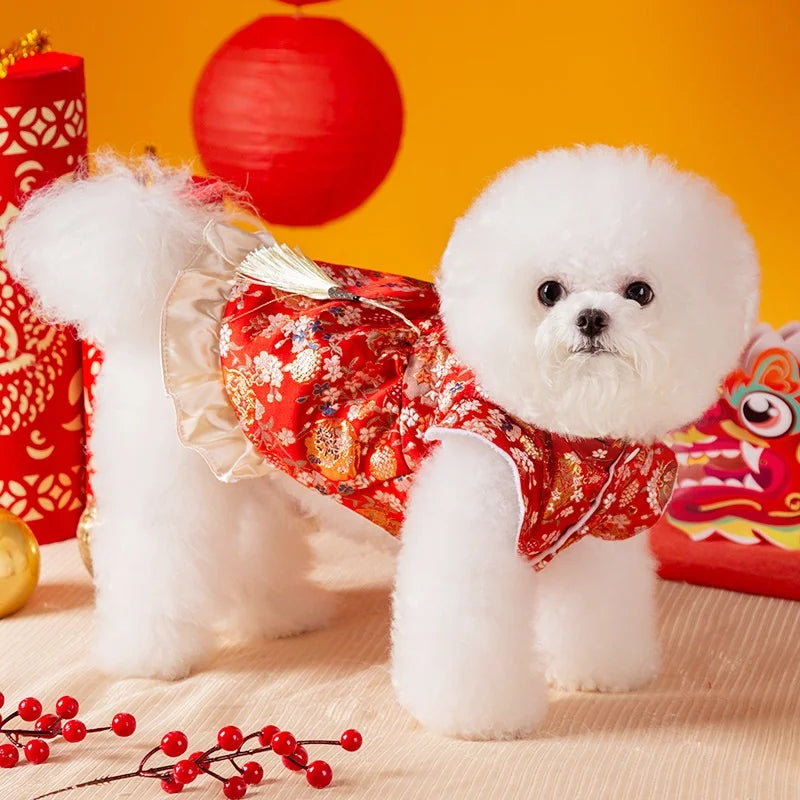 Chinese Style Dog Dress - Princess Skirt for Small Dogs & Cats - Deribla Store