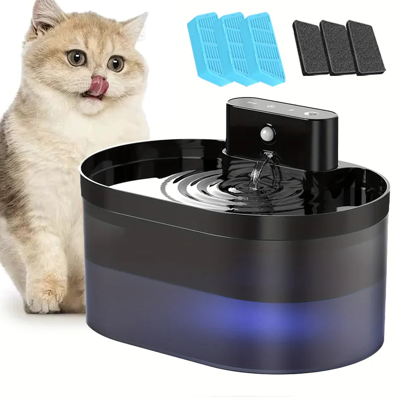 2.2L Wireless Pet Water Fountain - Rechargeable with Infrared Sensor & 3 Filters - Deribla Store