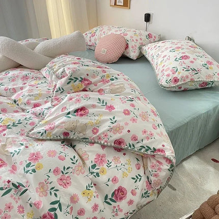 Queen Bedding Set - Soft Washed Cotton 4-Piece Set