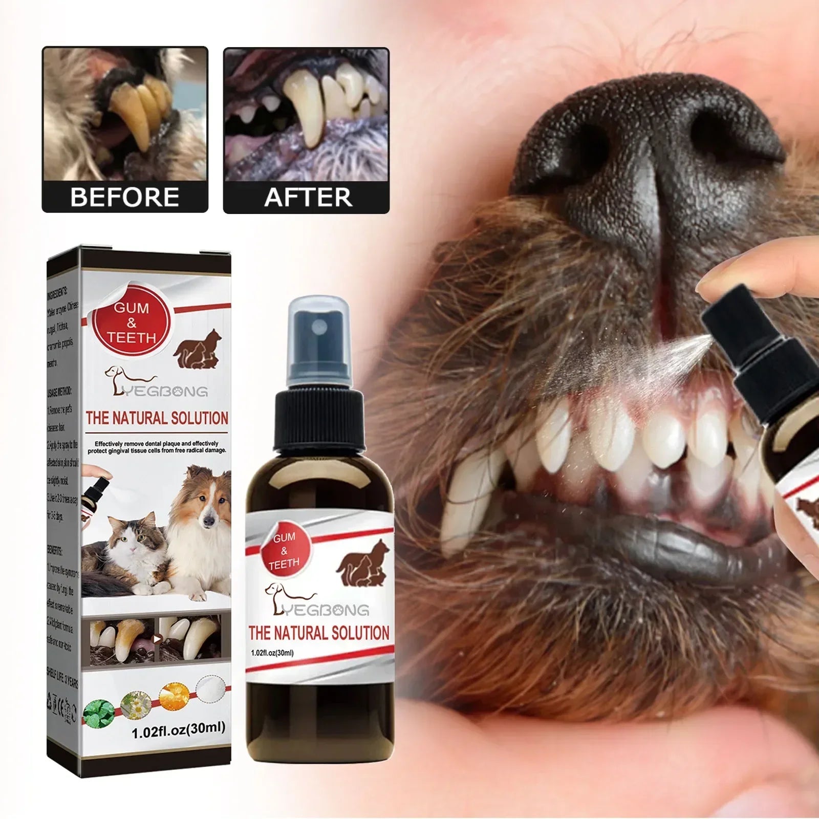 Pet Dental Spray 30ml - Tooth Cleaning & Bad Breath Freshener for Dogs & Cats - Deribla Store
