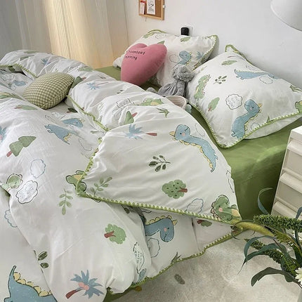 Queen Bedding Set - Soft Washed Cotton 4-Piece Set