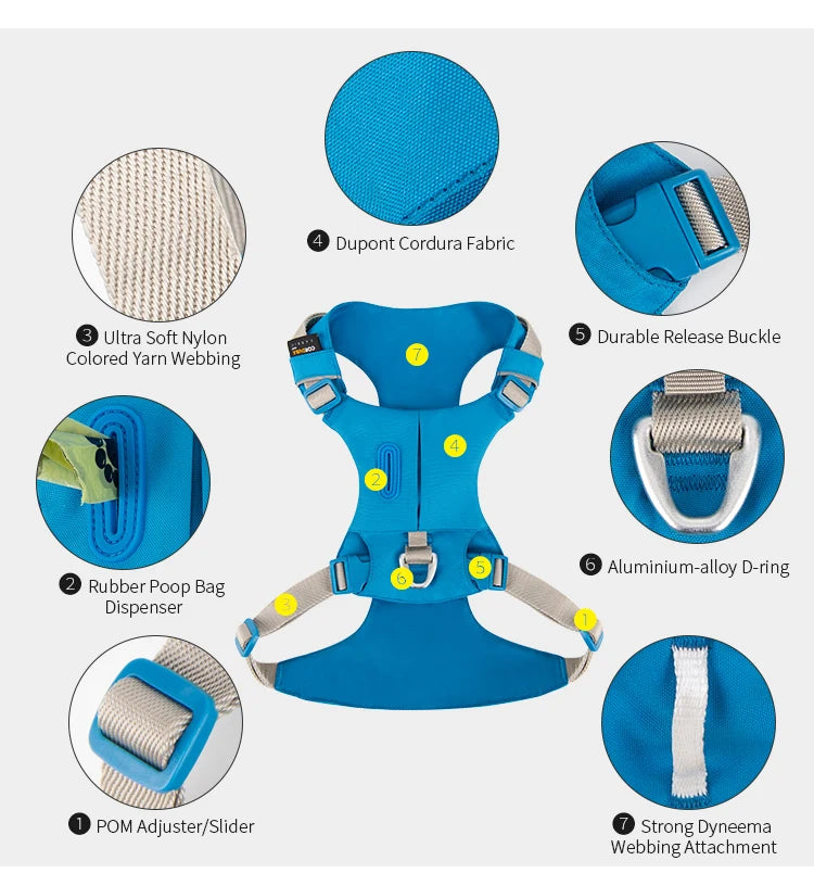 No-Pull Dog Harness - Reflective Nylon with Pocket & Adjustable Fit - Deribla Store