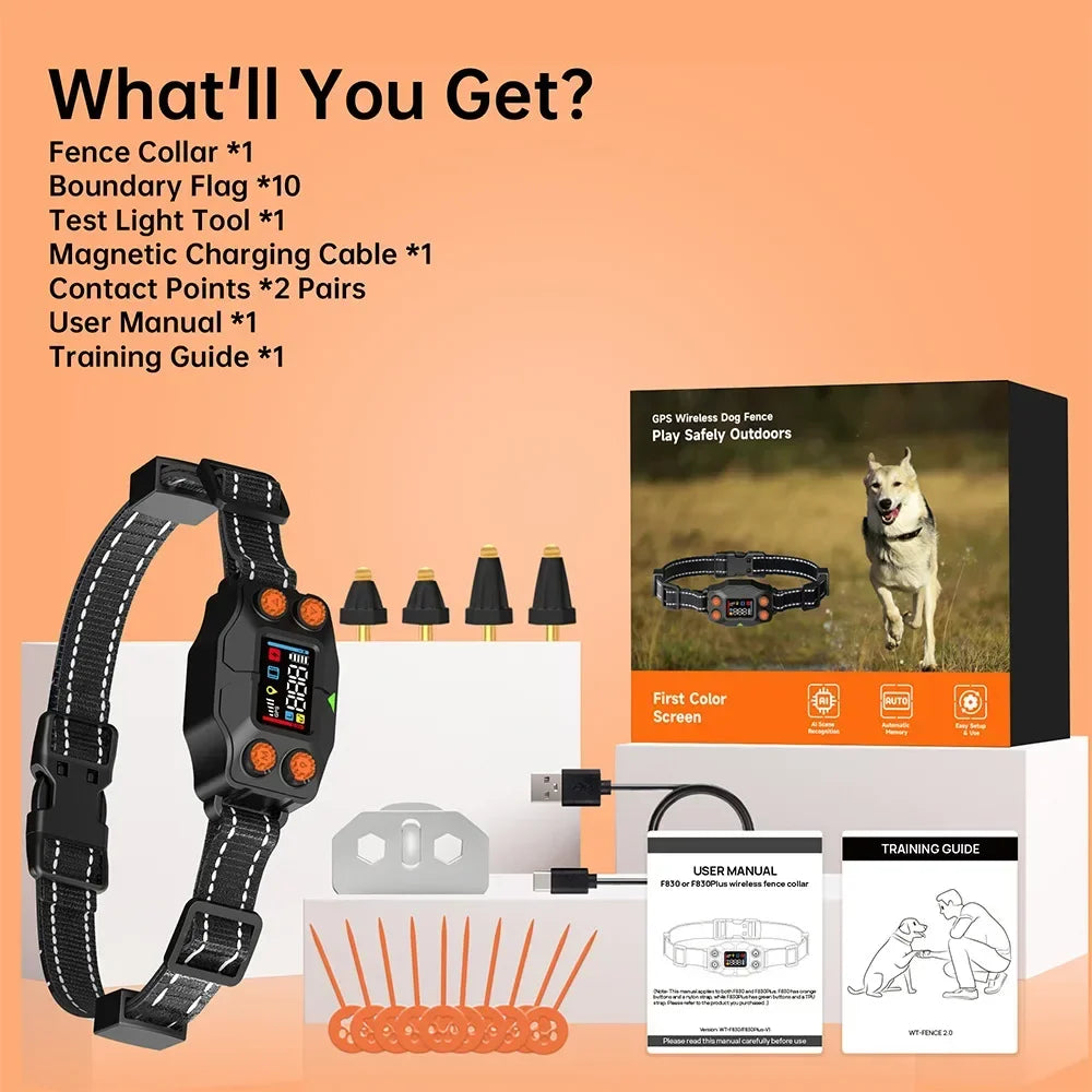 Smart GPS Wireless Dog Fence - Waterproof Electronic Training Collar with OLED Screen - Deribla Store