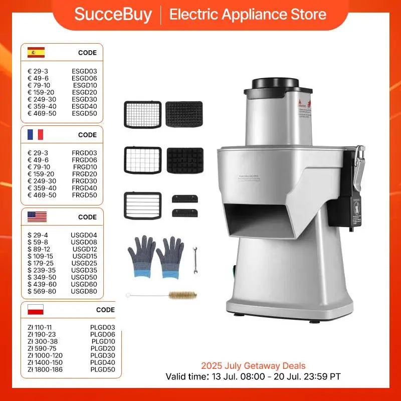 Electric Vegetable Slicer 4-in-1 SucceBuy - 200W Food Cutter - Deribla Store