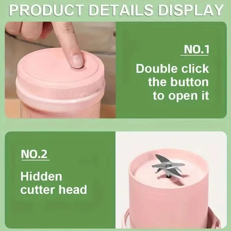 Electric Juicer Cup 6 Blades Blender Milkshake Machine USB Portable Fruit Milk Mixing Tool Mini Fresh Juice Blender - Deribla Store